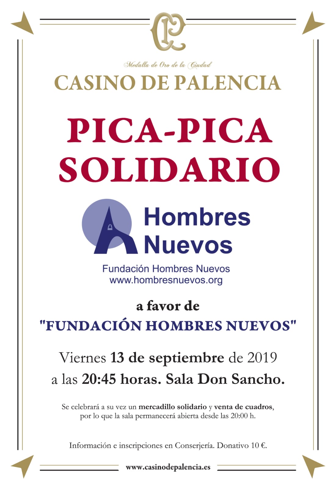 El Casino de Palencia colabora con la Fundación Hombres Nuevos