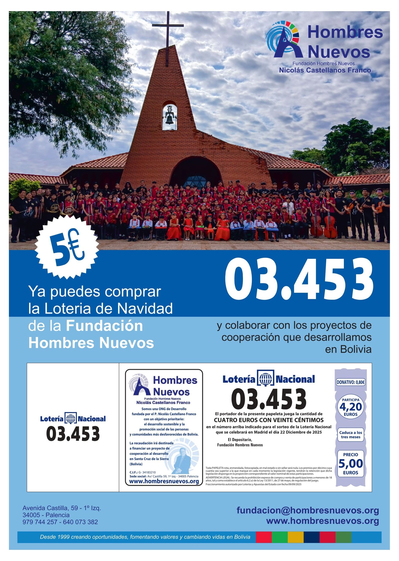 Ya a la venta la lotería solidaria de navidad 2025 de la Fundación Hombres Nuevos